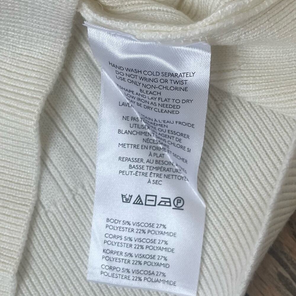 Pilcro Ivory Ribbed V-Neck Sweater with Offset Button Detail - Picture 5 of 6